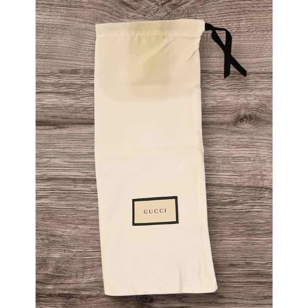 Gucci Dust Bag 6 X 15” White Black Logo Drawstring Wallet Shoe Storage Cover